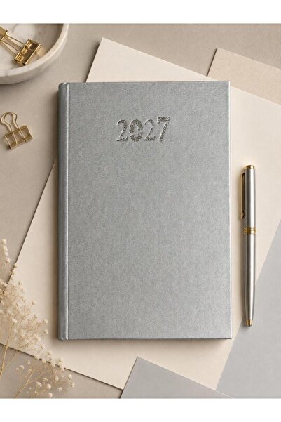 OFİSİNN 2027 Cilt Bezli Sert Kapak 14x20 cm Planlayıcı Günlük Ajanda Gri
