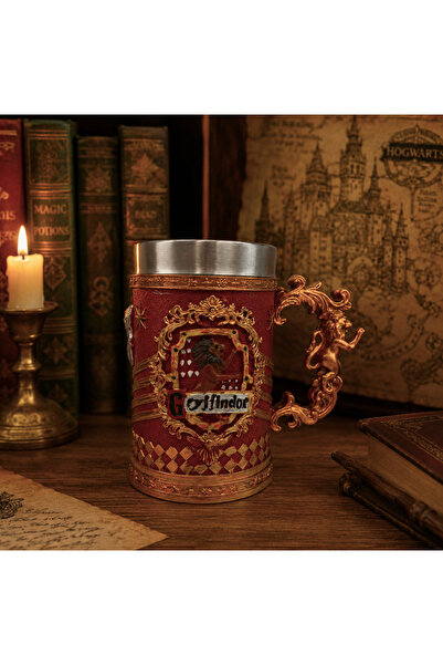 Mihristore Büyük Gryffindor Motifli Çelik Kupa Bardak Hediyelik Kupa