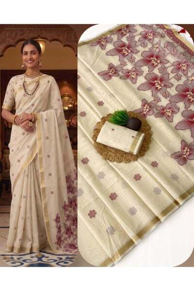 ViViRaSmi Generic Soft Silk Cotton Saree for Women with Zari Border| Fall & P...