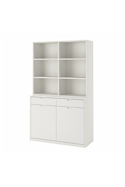 IKEA Modern Beyaz Kitaplık 120x47x201 cm - Salon/Çalışma Odası Dolabı