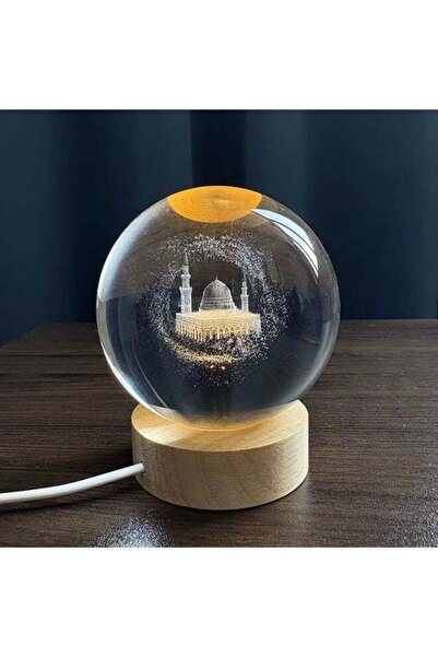 Generic 3D Engraved Allah (God) Crystal Ball Lamp with Crescent Moon -8CM Big...