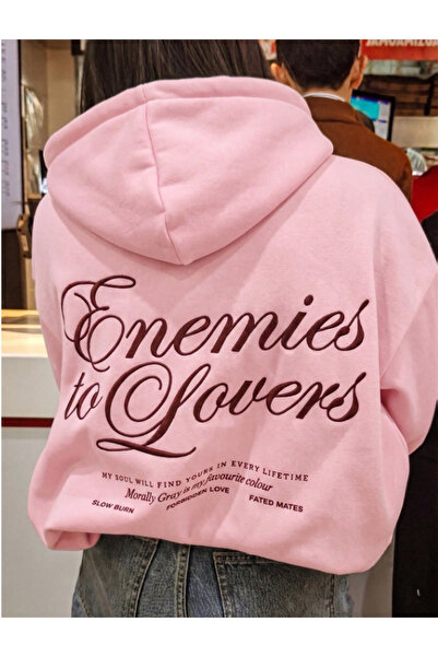 MOONBULL Ünisex Enemies Baskı Detaylı Kışlık Pamuklu Oversize 3 İplik Penye K...