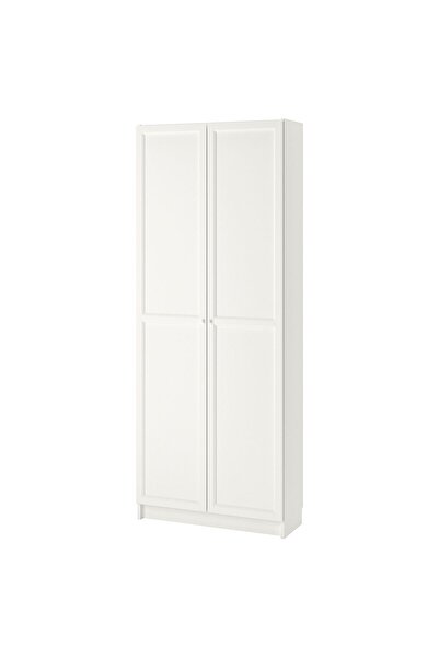 IKEA Modern Beyaz Kapaklı Kitaplık 80x30x202 cm - Salon/Çalışma Odası Dolabı
