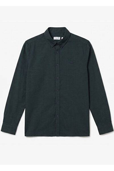 Lacoste Koyu Yeşil Regular Fit Düğmeli Yaka Erkek Gömlek