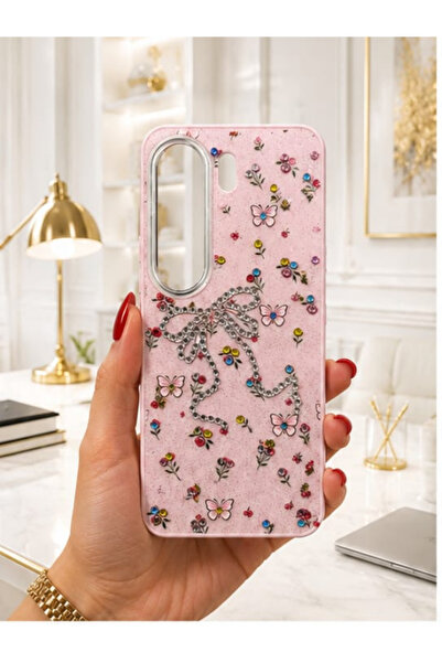 CaseTechnoo Tecno Camon 40 Pro 5G Modeli İle Uyumlu Taşlı Kurdele Kelebek Des...