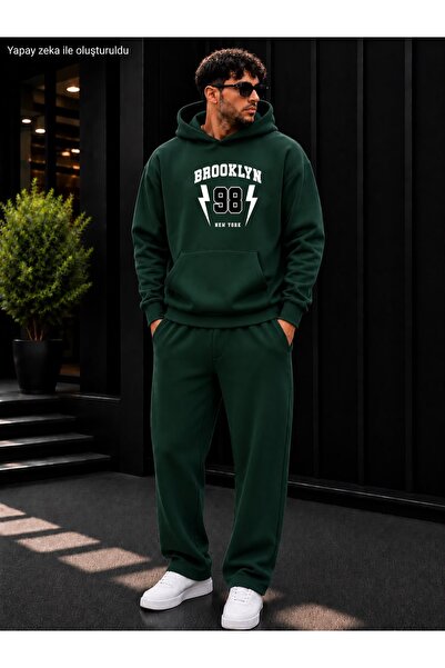 caddekombin Men's Brooklyn 98 Printed Tracksuit Set / Hooded Sweatshirt with ...