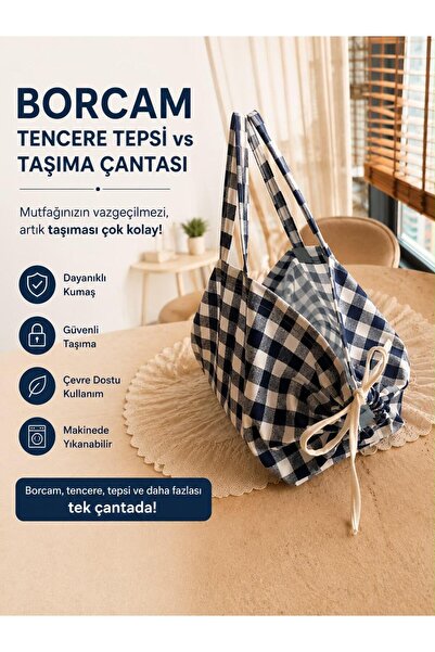 VEROKSA Lacivert - Çok Amaçlı Borcam Tencere Tepsi Taşıma Çantası | Ayarlanab...
