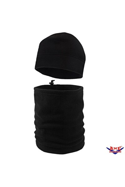 AXE SPORTSWEAR Unisex Black Winter Thermal Fleece Beanie - Drawstring Fleece ...