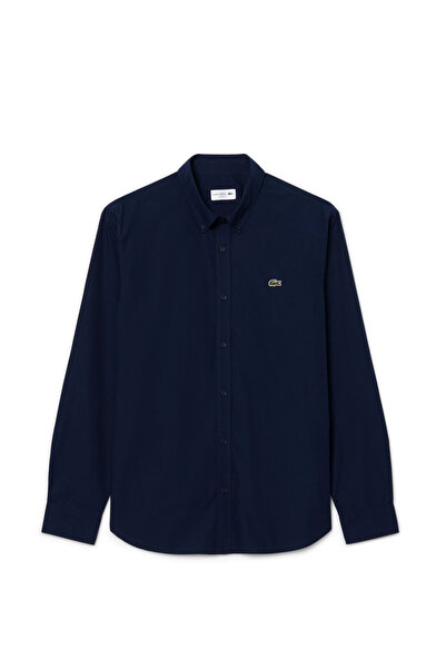 Lacoste Lacivert Regular Fit Düğmeli Yaka Uzun Kollu Erkek Gömlek