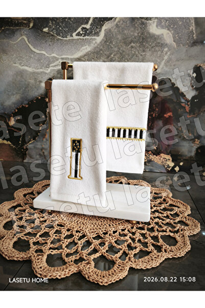 LASETU Checkered I Lettered and Striped Kitchen Towel Set of 2 (30X50)