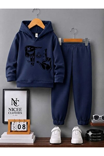Leto Lykia Children's Tracksuit Set Unisex (Black with Eye between the Hands ...