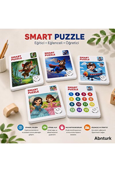 abnturk Kaydırmalı 15 Parçalı Puzzle-Eğitici Öğretici Zeka Geliştirici Yapboz...