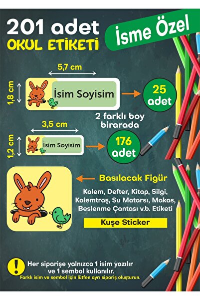Okul Etiketi Kişiye Özel Okul Etiketi Kalem Defter Etiketi İsimli Sticker İsme Özel Okul Etiketi