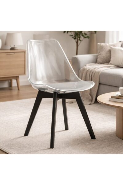 Solplant Scaun bucatarie/living, , Mark, PP transparent, picioare negre, 49x4...