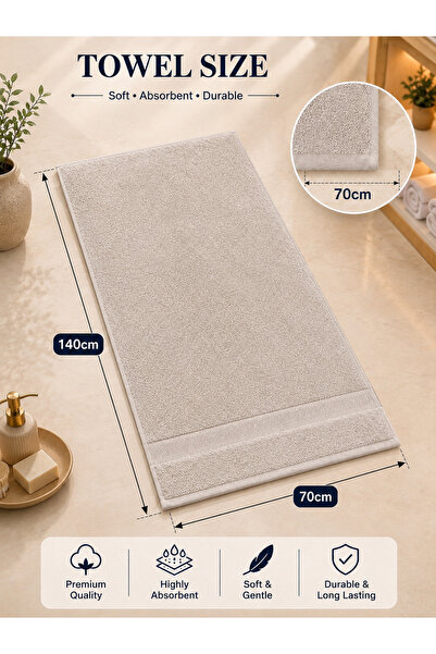 Saf By Arams 4-Piece, 100% Cotton, Bath Towel Set, 70x140 cm, 550GSM, Soft, Absorbent, and Premium Quality.