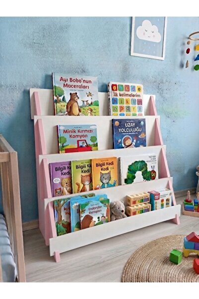 ALTEKS DEKOR Çocuk Odası Montessori Ahşap Kitaplık ve Oyuncak Düzenleyici, Do...