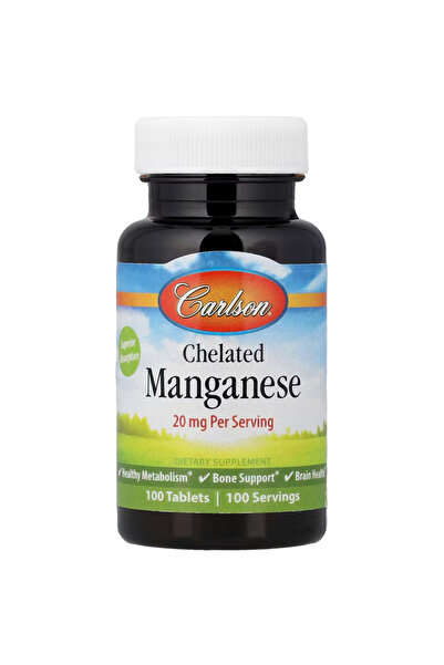 Carlson Chelated Manganese, 20 mg, Superior Absorption, 100 Tablets Healthy M...