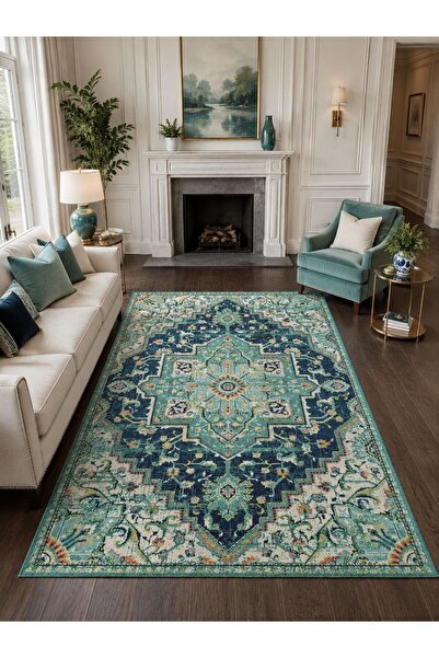 YTR HOME Dijital Baskı Yıkanabilir Kaymaz Taban Dekoratif Salon Mutfak Halısı...
