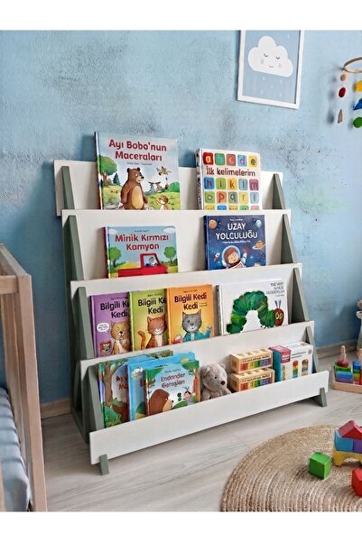 ALTEKS DEKOR Çocuk Odası Montessori Ahşap Kitaplık ve Oyuncak Düzenleyici, Do...