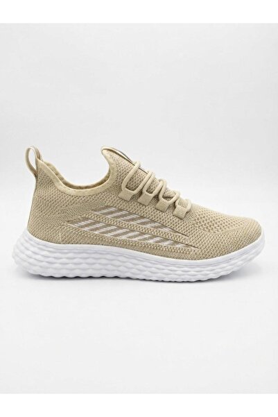UZN AYAKKABI Men's Cream Beige Daily Comfortable Sole Flexible Knitwear Fabri...
