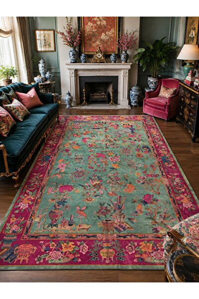 YTR HOME Dijital Baskı Yıkanabilir Kaymaz Taban Dekoratif Salon Mutfak Halısı...