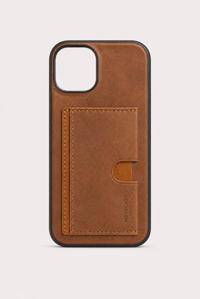 PiyasaSepeti iPhone 14 Luxury Case with Card Holder and Stand, Brown