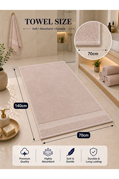 Saf By Arams 4-Piece, 100% Cotton, Bath Towel Set, 70x140 cm, 550GSM, Soft, Absorbent, and Premium Quality.
