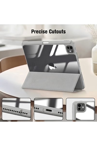 Cat - Cot Protective Case for Apple iPad Pro 13-inch (M4 2024 / M5 2025) – Crystal Clear PC Back, Trifold Stand Smart Cover with Built-In Apple Pencil Pro Slot & Wireless Charging Support, Auto Wake/Sleep