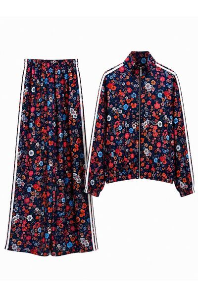HANIQA Striped Floral Patterned Suit