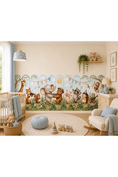 MaisonVelinCo Cute Forest Animals Wall Fence Sticker – Self-Adhesive Decorati...
