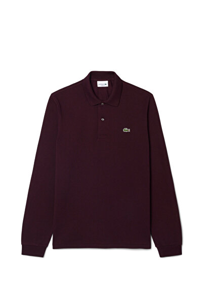 Lacoste L.12.12 Burgundy Classic Fit Polo Collar Long Sleeve Men's T-Shirt
