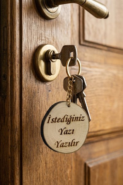 HEDİYELİKS Kişiye Özel Doğal Ahşap Kütük Anahtarlık - İsim Yazılı Hediye