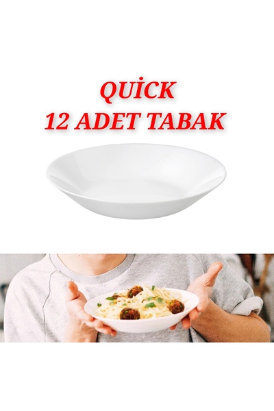 IKEA QUİCK 12 Adet Derin Çukur Tabak Çap: 20 cm Yemek Tabağı Temperli Cam Bey...