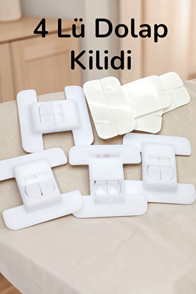 4 Adet Kendinden Yapışkanlı Buzdolabı, Çekmece ve Dolap Kapağı Çocuk Kilidi