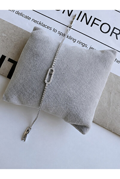 ANKA JEWELLRY Silver Color Women's Bracelet with Steel Stone and Geometric De...