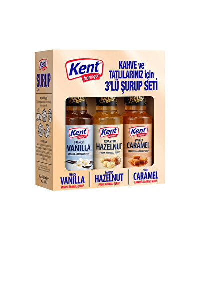 Kent Boringer Kahve ve Tatlı Şurubu 3x100 ml (Vanilya - Fındık - Karamel Arom...