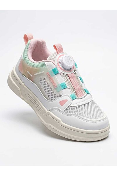 Generic Women's White and Pink Retro Casual Sneakers with Gum Sole