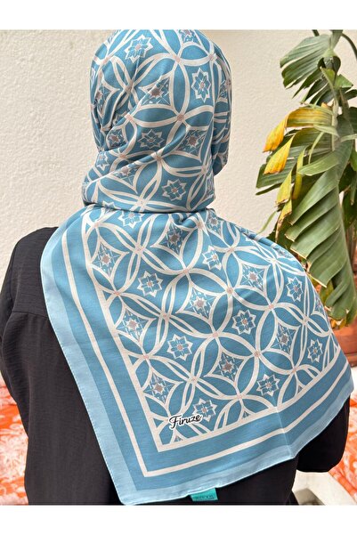 Firuze scarf وشاح قطني ناعم بنمط ميهري أزرق