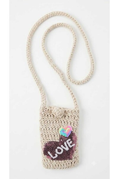 LOLLY Handmade Crochet Mini Crossbody Phone Bag - Beige Crochet Sling Bag wit...
