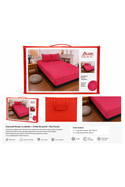 Rostil Efect Finet Premium Fitted Sheet Set with Stretchy and 2 Pillow – Casa...