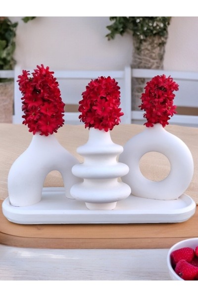 BESAGU HOME Oval Tepsili Dekoratif Vazo Seti – Özel Tasarım Minimal Aksesuar ...
