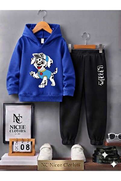 NC Nicee Clothes Children's Unisex Tracksuit Set (Blue with Spotted Dog Print...