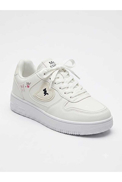 Generic Women's White and Pink Casual Sneakers with Decorative Charm