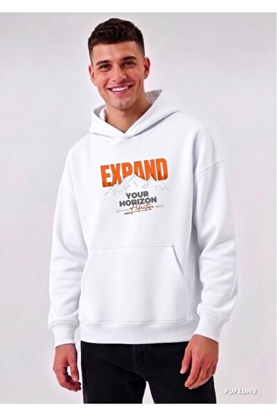 FUFLUNS Expand Printed Oversized Men's Hooded Sweatshirt