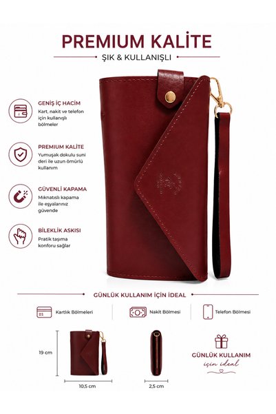 ELAN COLLECTİON Kadın Premium Model Çok Gözlü Fermuarlı Telefon Bölmeli Kartl...