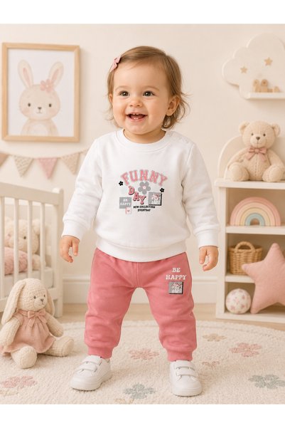 buzy kids concept Printed Funny Girls' White Seasonal Top and Bottom 2-Piece ...