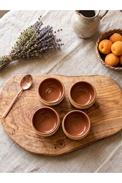 seda seramik Handmade Red Mud Bowl - 9 cm Glazed Interior Terracotta Sauce Bowl & Snack Bowl