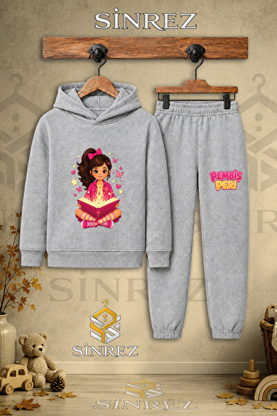 SİNREZ Children's Unisex Single-Piece Pink Fairy Reading a Book Printed Hoode...
