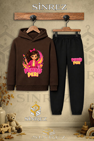 SİNREZ Children's Unisex Single-Piece Pink Fairy Half Painter Printed Hooded ...
