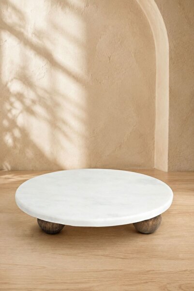 MERALP Natural Marble Wooden Leg Presentation Stand 25 cm